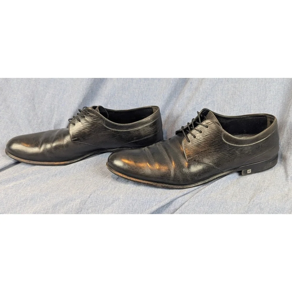 Louis Vuitton Mens Black Leather Epi Derby Shoes Made in Italy Size 9.5